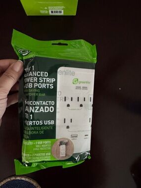 White & Green Advanced Power Strip with USB Ports